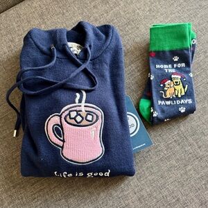 NEW Life is Good Women's Winter Hoodie Embroidered Sweater